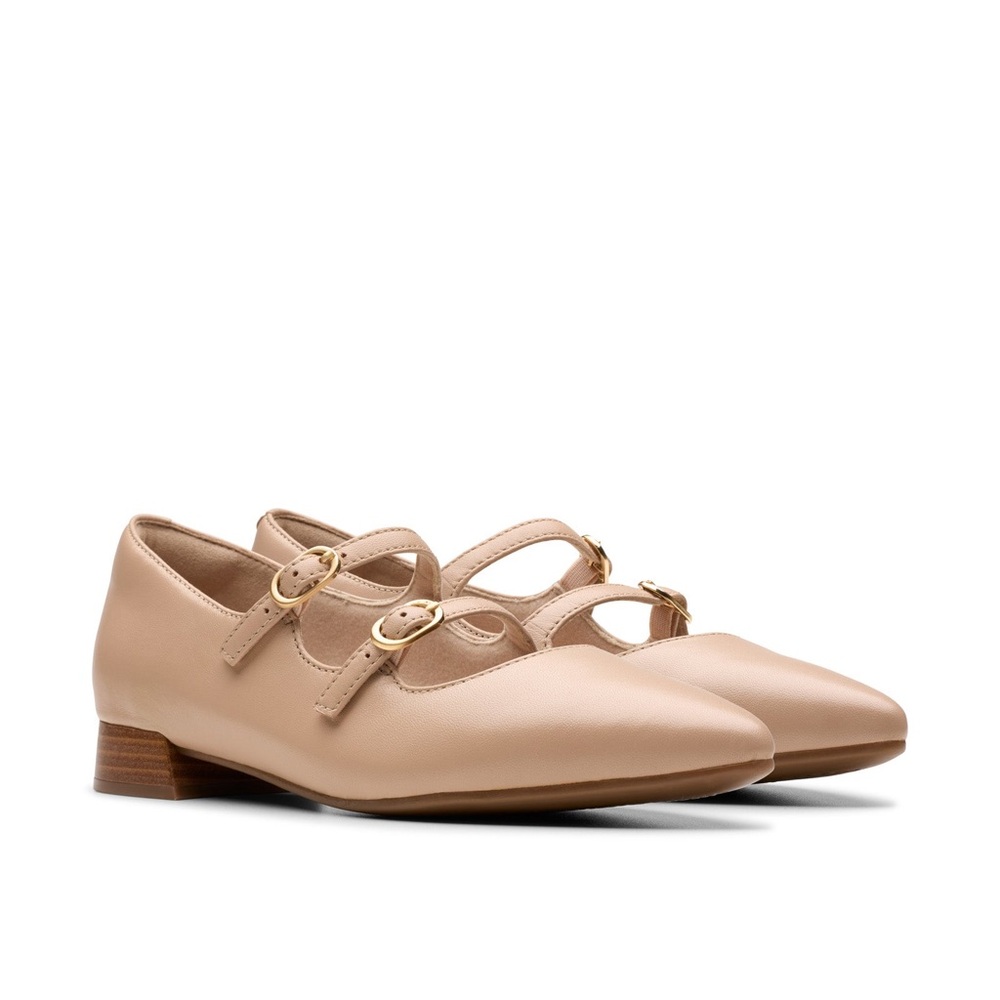 Clarks Beige Double Strap Flats